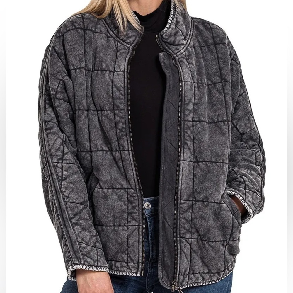 Zenana mineral washed quilted jacket